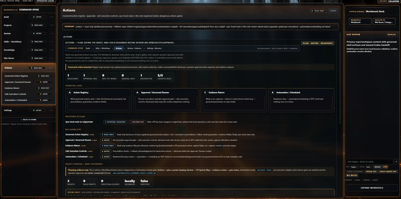 DaForgeLayer governed actions and evidence